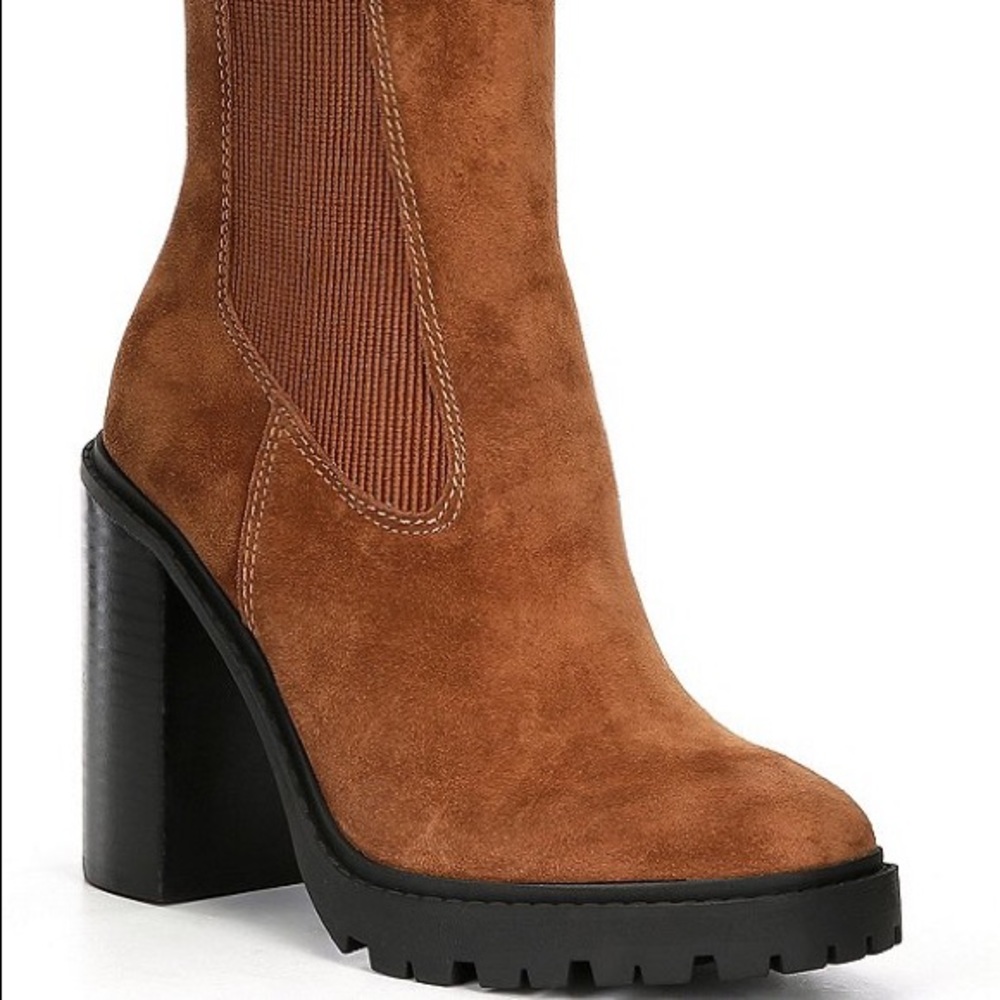 Chelsea & Violet Filip Suede Chelsea Lugged Block Heel Booties